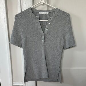 Abercrombie & Fitch Gray Ribbed Button Top